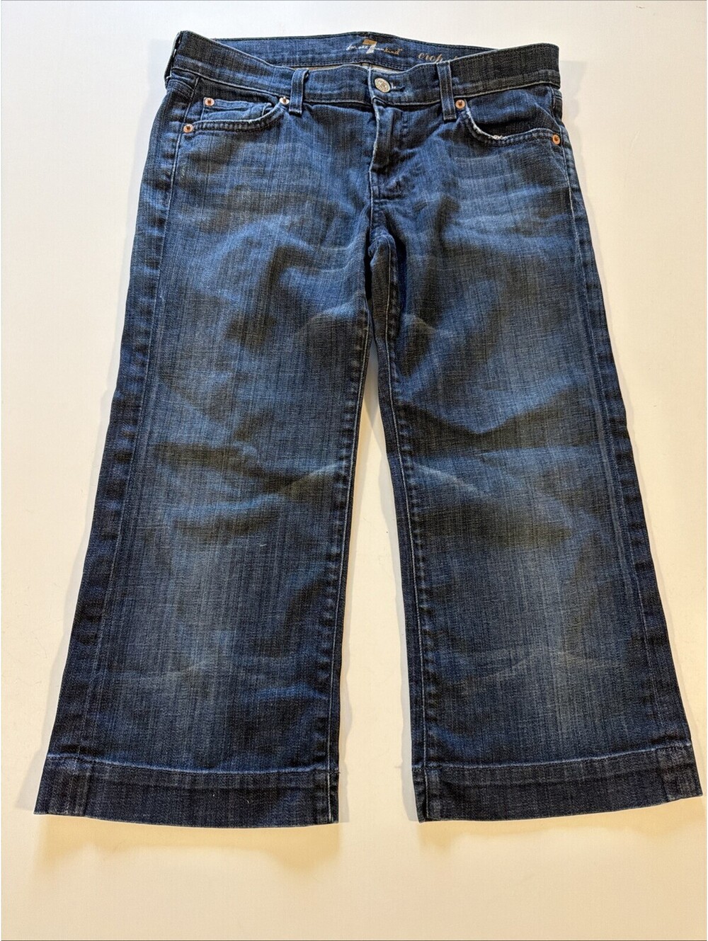 Vintage 7 Seven For All Mankind Crop Dojo Denim Blue Jeans Women 27